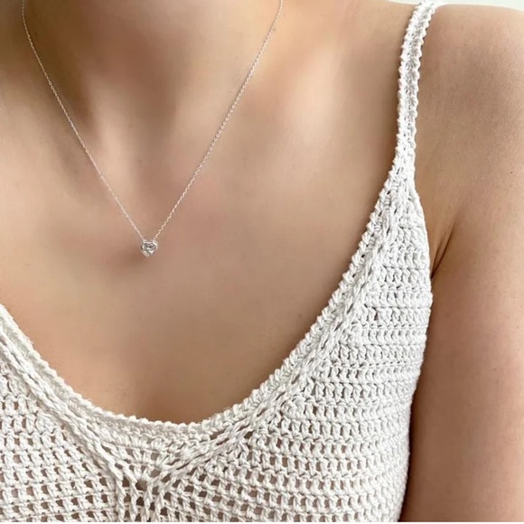 925 Sterling Silver Necklace with Crystal Heart Pendant - Picture 2 of 8